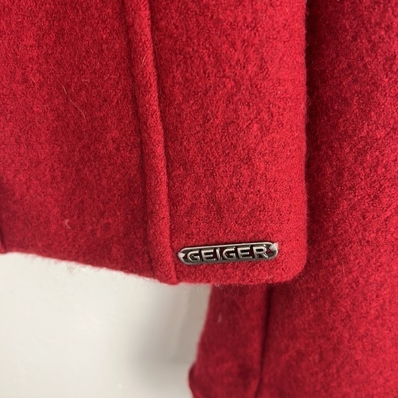 Geiger 100% Felted Wool Cherry Red Open Cardigan - Picture 4 of 7